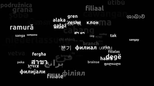 Filiale Tradotto Lingue Tutto Mondo Endless Looping Zoom Wordcloud Mask — Video Stock