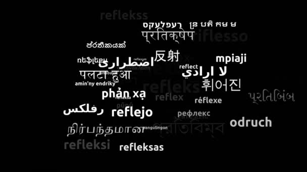 Reflex Translated Világszerte Nyelvek Végtelen Hurkolás Zoom Wordcloud Maszk — Stock videók