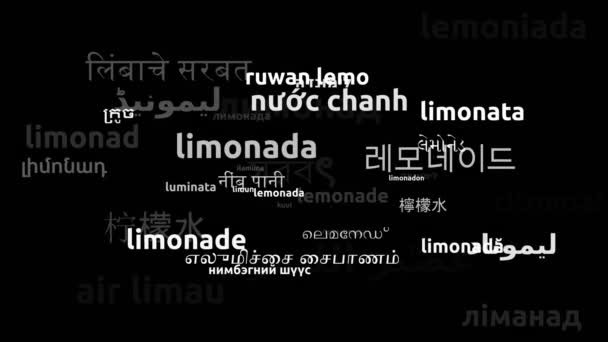 柠檬水翻译为45种世界语言无限循环3D缩放沃德云掩蔽 — 图库视频影像