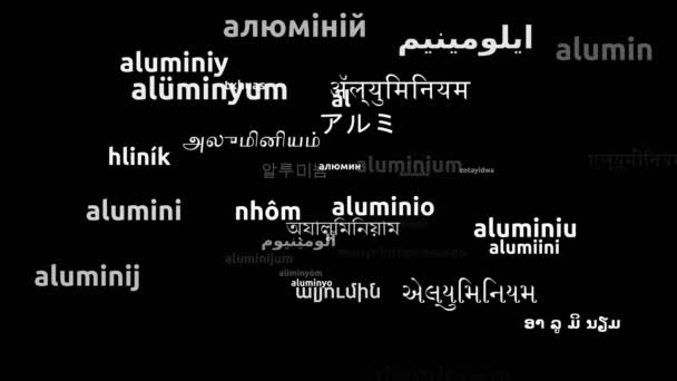 Aluminium Übersetzt Weltsprachen Endlosschleife Zoomen Wordcloud Maske — Stockvideo