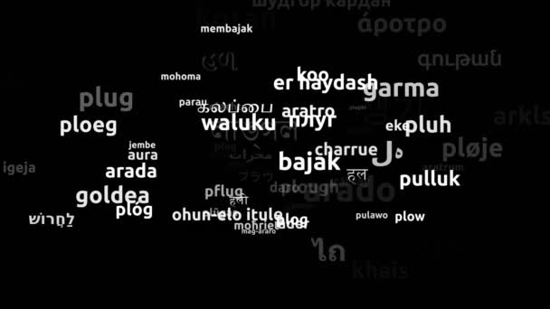 Плуг Перекладено Мовами Світу Нескінченна Петля Збільшення Wordcloud Mask — стокове відео