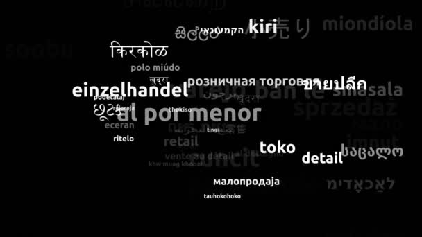Retail Traduzido Worldwide Languages Endless Looping Zooming Wordcloud Mask — Vídeo de Stock