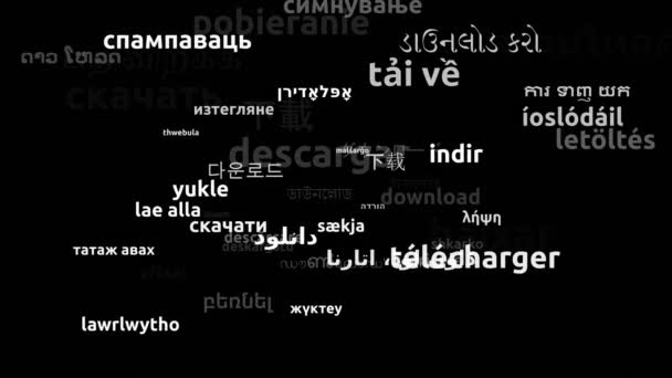 Перевод Языков Мира Бесконечный Цикл Увеличение Маски Wordcloud — стоковое видео