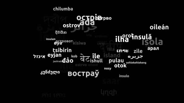 Island Translated Worldwide Languages Endless Looping Zooming Wordcloud Mask – stockvideo