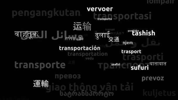 Transport Oversat Til Hele Verden Sprog Endless Looping Zooming Wordcloud – Stock-video