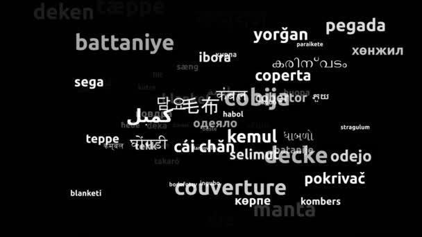 在70种世界语言中的空白翻译无限环路3D缩放沃德云掩蔽 — 图库视频影像
