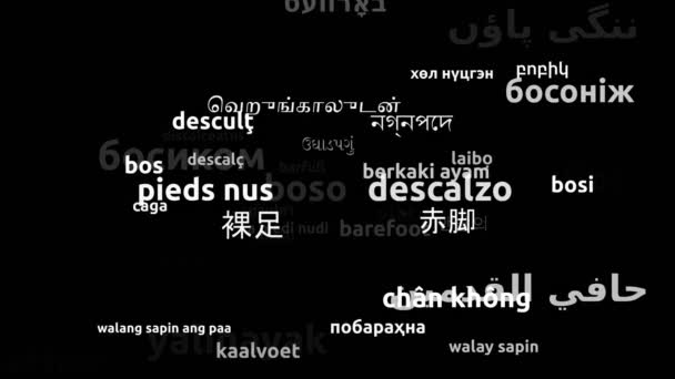 Barefoot Μεταφράστηκε Worldwide Languages Endless Looping Zooming Wordcloud Mask — Αρχείο Βίντεο