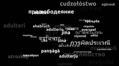 Dünya çapındaki 53 Dilde Zina Çevrildi Sonsuz Döngü 3d Büyüyen Kelimeler Bulutu Maskesi