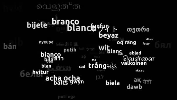 Hvid Oversat Worldwide Languages Endless Looping Zooming Wordcloud Mask – Stock-video