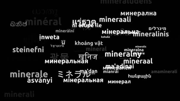 Minerale Tradotto Lingue Tutto Mondo Looping Infinito Zoom Wordcloud Mask — Video Stock