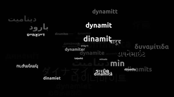 Dynamit Weltsprachen Übersetzt Endlosschleife Zoomen Wordcloud Maske — Stockvideo