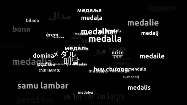 Medal Przetłumacz Komentarz Przetłumaczone Światowych Języków Endless Looping Zooming Wordcloud — Wideo stockowe