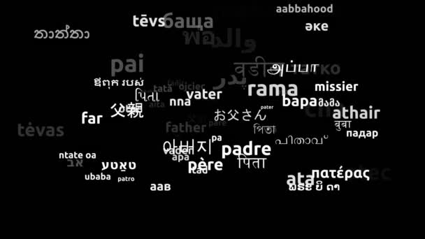 Father Translated Worldwide Languages Endless Looping Zooming Wordcloud Mask — Stock Video