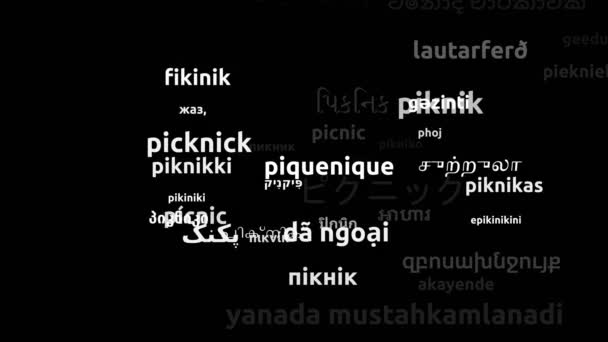 Picnic Traducido Idiomas Mundiales Endless Looping Zoom Wordcloud Mask — Vídeos de Stock