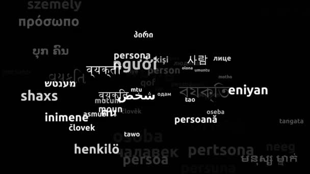 Πρόσωπο Μεταφρασμένο Worldwide Languages Endless Looping Zooming Wordcloud Mask — Αρχείο Βίντεο