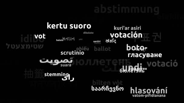 Ballot Μεταφράστηκε Worldwide Languages Endless Looping Zooming Wordcloud Mask — Αρχείο Βίντεο