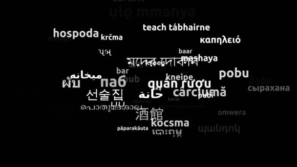 Pub Μεταφράστηκε Worldwide Languages Endless Looping Zooming Wordcloud Mask — Αρχείο Βίντεο