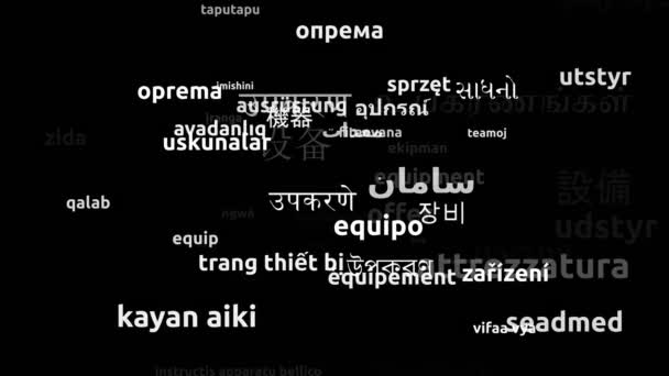 Equipment Translated Worldwide Languages Endless Looping Zooming Wordcloud Mask — Stock Video