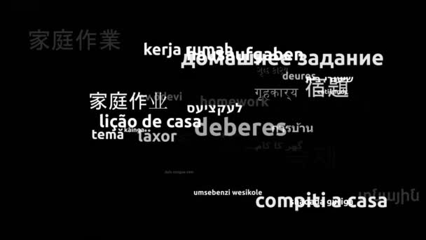 Tarea Traducida Idiomas Mundiales Endless Looping Zoom Wordcloud Mask — Vídeos de Stock