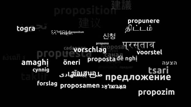 49の世界言語で翻訳された提案エンドレスループ3Dズームワードクラウドマスク — ストック動画