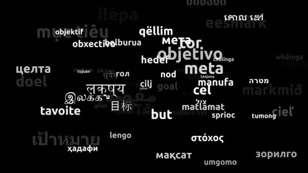 Ziel Weltsprachen Übersetzt Endlosschleife Zoomen Wordcloud Maske — Stockvideo