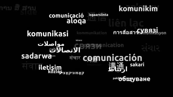 Επικοινωνία Μεταφράζεται Παγκόσμιες Γλώσσες Ατελείωτες Looping Zooming Wordcloud Mask — Αρχείο Βίντεο