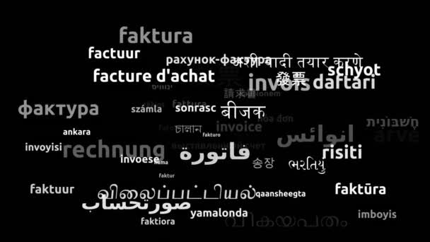 Invoice Translated Worldwide Languages Endless Looping Zooming Wordcloud Mask — Stock Video