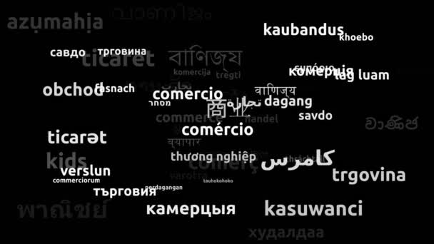 Comércio Traduzido Idiomas Todo Mundo Endless Looping Zooming Wordcloud Mask — Vídeo de Stock