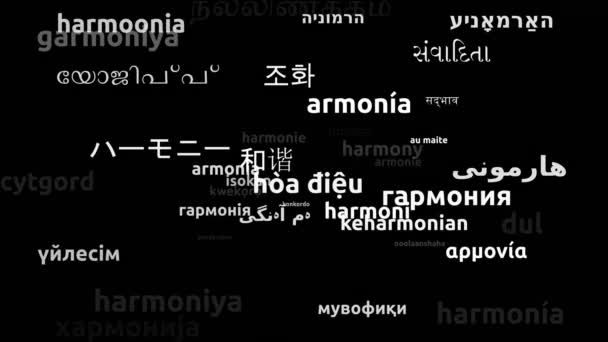 Αρμονία Μεταφράστηκε Worldwide Languages Endless Looping Zooming Wordcloud Mask — Αρχείο Βίντεο