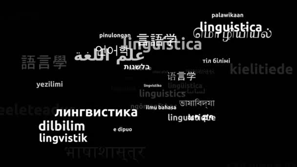 Linguistik Übersetzt Weltsprachen Endlosschleife Zoomen Wordcloud Maske — Stockvideo