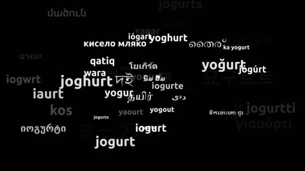 酸奶翻译为全球56种语言无限循环3D缩放沃德云掩蔽 — 图库视频影像