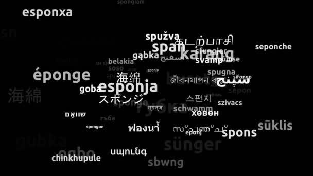 Spugna Tradotta Lingue Tutto Mondo Endless Looping Zoom Wordcloud Mask — Video Stock