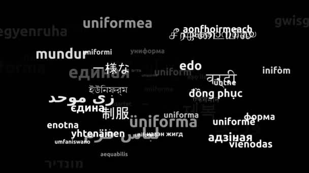 Uniforme Traduzido Idiomas Mundiais Endless Looping Zooming Wordcloud Mask — Vídeo de Stock