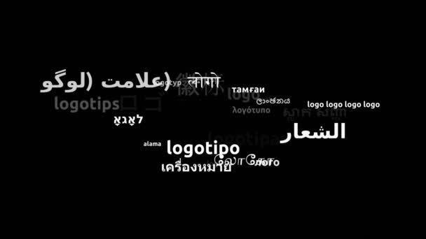 Логотип Перекладено Мовою Світу Нескінченна Петля Збільшення Wordcloud Mask — стокове відео