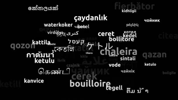 Kedel Oversat Hele Verden Sprog Endeløs Looping Zooming Wordcloud Mask – Stock-video