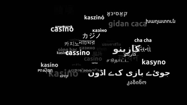 Casino Translated Worldwide Languages Endless Looping Zooming Wordcloud Mask — Stock Video