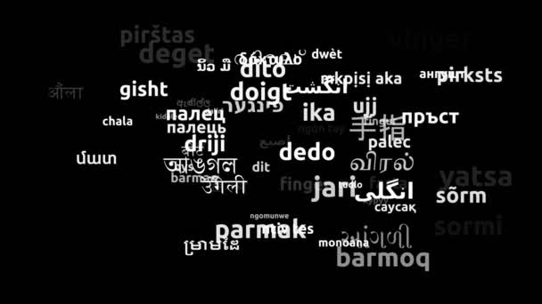 Finger Translated Worldwide Languages Endless Looping Zooming Wordcloud Mask — Stock Video