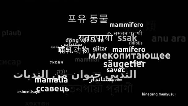 Mammal Μεταφράστηκε Worldwide Languages Endless Looping Zooming Wordcloud Mask — Αρχείο Βίντεο
