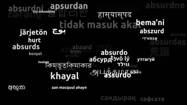 Absurd Translated Worldwide Languages Endless Looping Zooming Wordcloud Mask — Stock Video