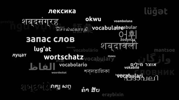 Ordforråd Oversat Til Sprog Hele Verden Endless Looping Zooming Wordcloud – Stock-video