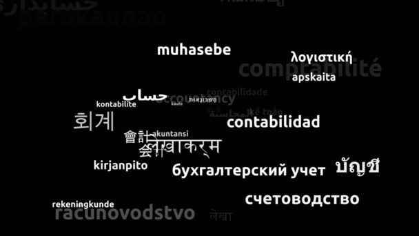 Contabilidade Traduzida Worldwide Languages Endless Looping Zooming Wordcloud Mask — Vídeo de Stock