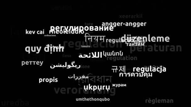 Regulation Translated Worldwide Γλώσσες Endless Looping Zooming Wordcloud Mask — Αρχείο Βίντεο