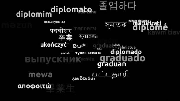 Graduate Oversat Hele Verden Sprog Endless Looping Zooming Wordcloud Mask – Stock-video