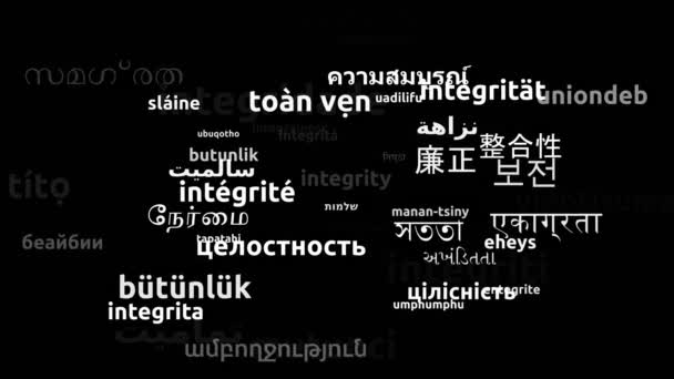 Integrität Übersetzt Weltsprachen Endlosschleife Zoomen Wordcloud Maske — Stockvideo