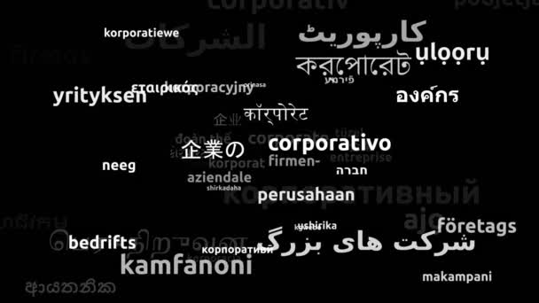 Corporate Translated Weltsprachen Endless Looping Zooming Wordcloud Mask — Stockvideo