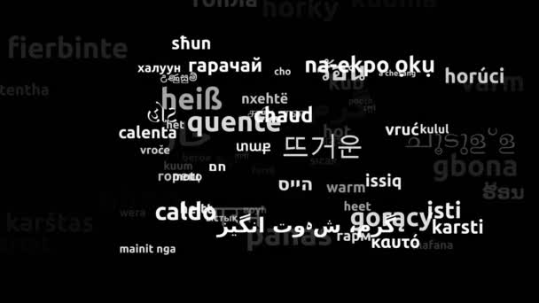 Hot Translated Worldwide Languages Endless Looping Zooming Wordcloud Mask — Stock Video