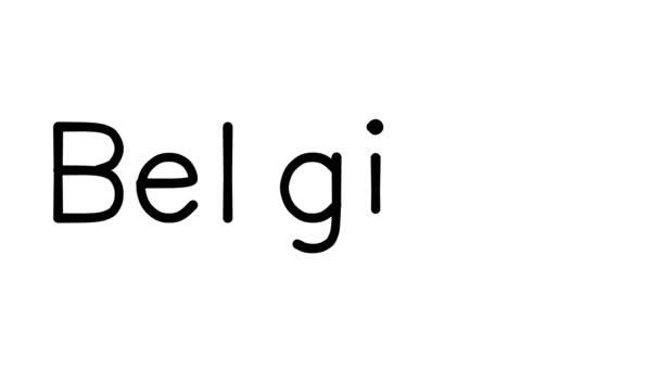 Belgium Handwritten Text Animation Various Sans Serif Fonts Weights — Stock Video