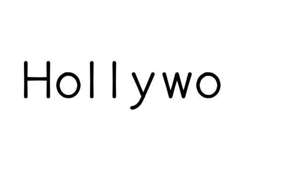Hollywood Kézzel Írott Szöveg Animáció Különböző Sans Serif Betűtípusok Súlyok — Stock videók