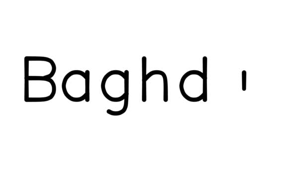 Baghdad Animazione Testo Scritta Mano Vari Caratteri Pesi Sans Serif — Video Stock