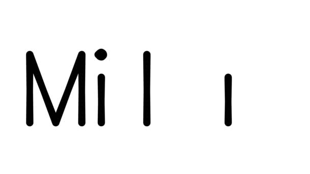 Milan Handskriven Text Animation Olika Sans Serif Teckensnitt Och Vikter — Stockvideo